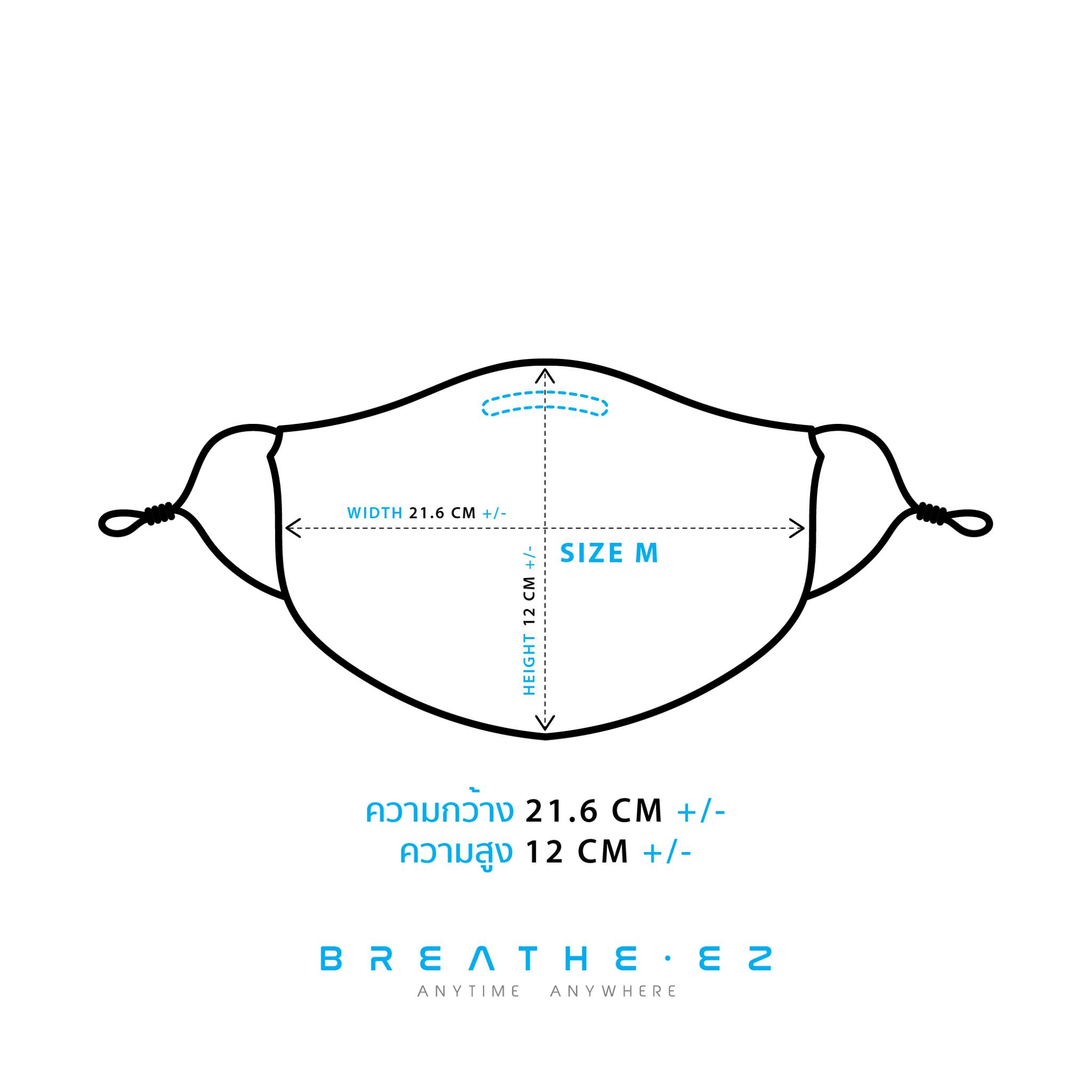 ขนาดของ หน้ากากผ้า BREATHE EZ  ไซส์ M