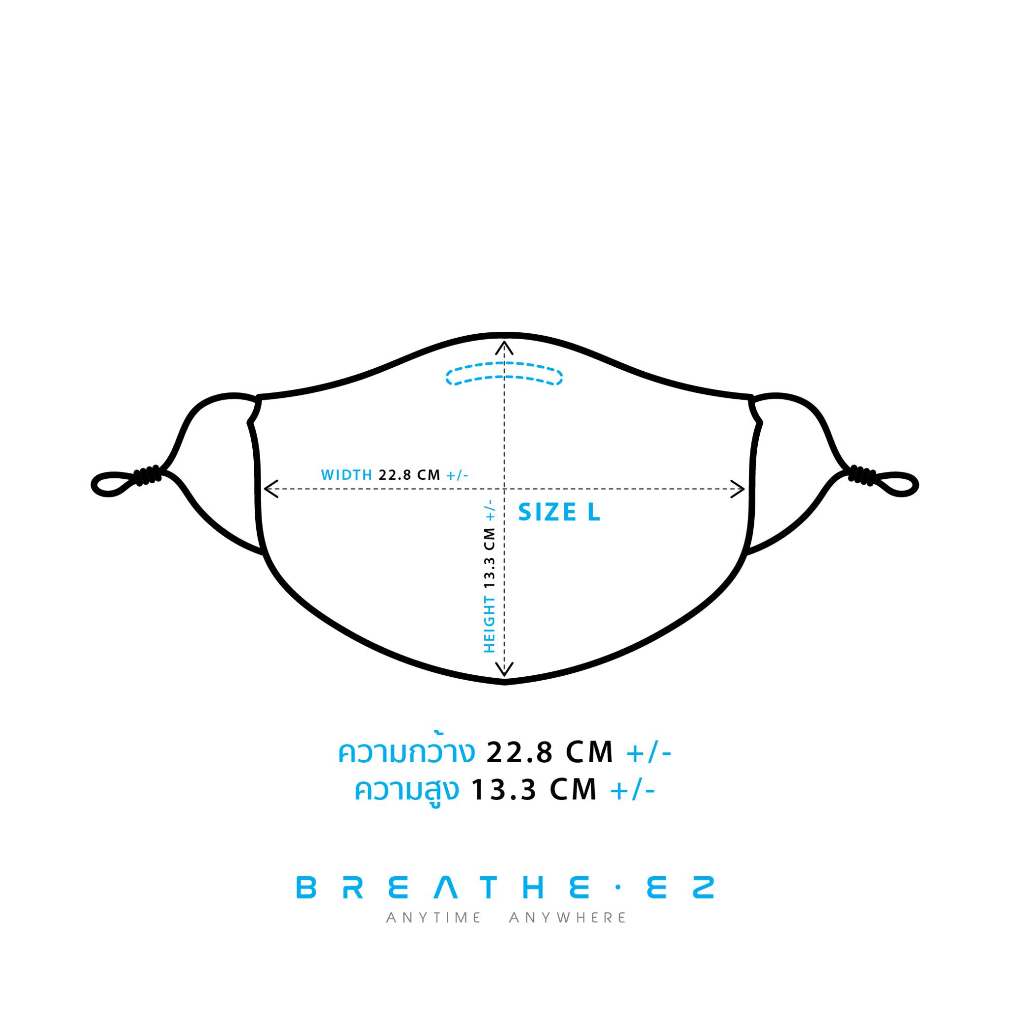 ขนาดของ หน้ากากผ้า BREATHE EZ  ไซส์ M